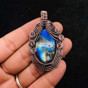 Wholesale Price Labradroit Gem Freshwater <b>Pearl</b> Malachite Gold Vintage Brass Wire Wrapped Pyramid <b>Pendant</b> Birthstone Wedding - Product Image 3