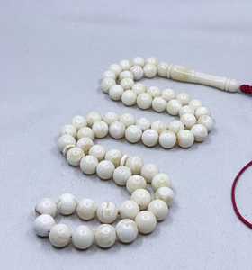 ลูกปัดละหมาดทำด้วยมือสีขาว10มม. ทำจากเรซินสีอำพันมุสลิมอิสลามอิสลาม - Product Image 1