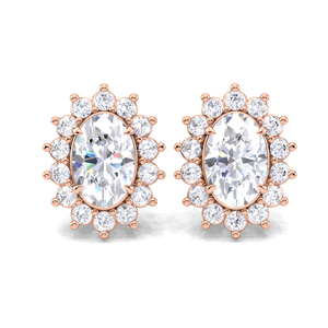 IGI Certified Lab Grown Diamond Oval Halo Stud <b>Earrings</b> 14K <b>Gold</b> Cluster Halo Diamond Studs - Product Image 5