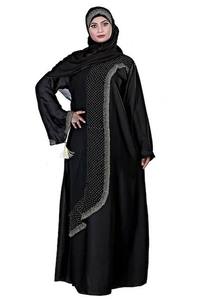 Breathable Custom Made Wholesale Silk Muslim <b>Abaya</b> <b>Ladies</b> Casual Modest Stylish Winter Dress Floor Length Sweetheart Neckline - Product Image 3