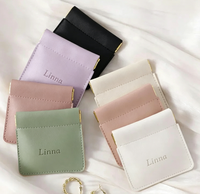 Pochette à bijoux en cuir personnalisée avec fermeture à ressort, logo personnalisé, mini pochette de voyage pour boucles d'oreilles, anneaux, colliers, bracelets