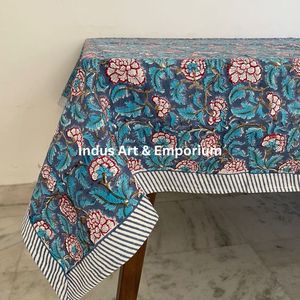 Couverture de Table en coton imprimé bloc de main indien meilleure qualité housse de Table en coton fait à la main - Product Image 1