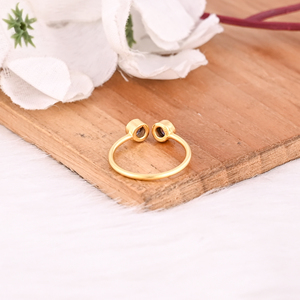 Solid 925 Sterling <b>Silver</b> Yellow Gold <b>Plated</b> Natural Iolite Gemstone Adjustable Handmade Designer Gift Women's Jewelry - Product Image 3