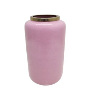 Vase à fleurs décoratif en fer avec poignée, Pot de fleurs de Style moderne de couleur Biscuit brillant pour la décoration de la maison en vrac - Product Image 5