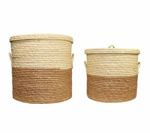 ชุดตะกร้าหวายดีไซน์เนอร์อเนกประสงค์ 3 ใบ ขนาดใหญ่ สำหรับจัดระเบียบบ้าน ตู้เสื้อผ้า ห้องนอน และห้องนั่งเล่น - Product Image 2