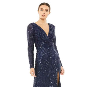 Vestido de noche vintage de satén acampanado para mujer, diseño elegante con cuentas, característica antiestática, hermoso hasta el suelo para fiestas formales - Product Image 1