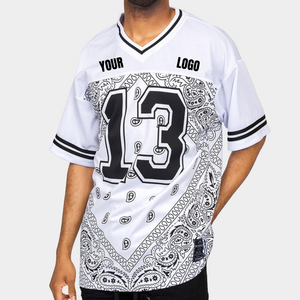 Camisetas de Fútbol Americano Personalizadas y Elegantes, Sublimadas, 100% Poliéster, Totalmente de Malla, Cuello en V, Antibacterianas, de Secado Rápido, Transpirables, Unisex - Product Image 1