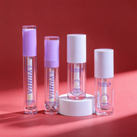 Tube de brillant à lèvres transparent en AS+ABS de 5ml, 6ml, 8ml avec bouchon à pinceau pour rouge à lèvres et blush, impression sérigraphique