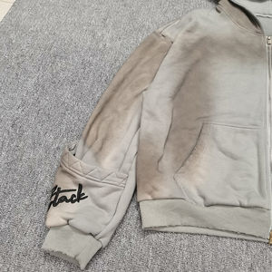 Sudadera con Capucha Extra Grande para Hombre, Estilo Holgado, Bordado Personalizado de Alta Calidad, Diseño de Letras con Parches, Lavado Ácido, Efecto Desgastado - Product Image 4