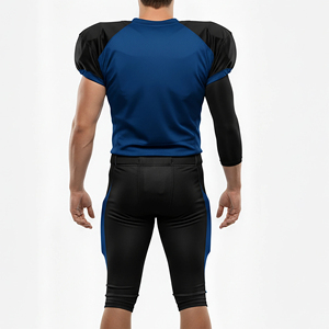 Conjunto de Uniforme de Fútbol Americano Azul y Negro para Hombre, Cuello en V, Manga Tres Cuartos, Ropa Deportiva de Poliéster que Absorbe la Humedad - Product Image 6