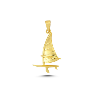 Colgante de buque de oro sólido de 14K, joyería con forma de aleta, collar, colgante de buceo delicado de moda, venta al por mayor de Turquía - Product Image 4