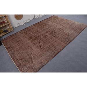 Alfombra turca Vintage de 5,7x9 pies, tejido plano de lana marrón, respaldo de látex, área grande para decoraciones de sala de estar con Patchwork - Product Image 2