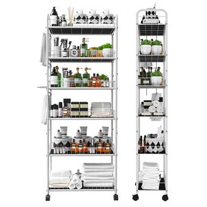 Carrello Portaoggetti con Manico, Unità di Scaffalatura <span class=keywords><strong>Mobile</strong></span> con Ruote <span class=keywords><strong>per</strong></span> <span class=keywords><strong>Cucina</strong></span>, Bagno, Ufficio, Lavanderia e Spazi Stretti - Product Image 3