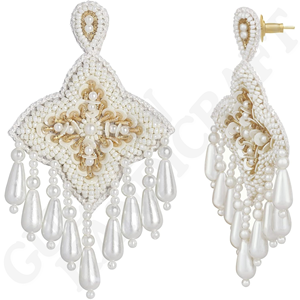 Nature-<b>Inspired</b> Eco-Friendly Vintage Flower Shaped Embroidery Drop Earrings Handwoven Custom <b>Jewelry</b> for Fashion Parties - Product Image 2