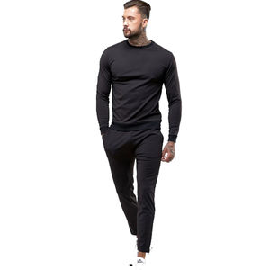 Vente en gros de vêtements de sport à manches longues pour hommes de taille plus avec logo personnalisé survêtement respirant à la mode unisexe de couleur unie - Product Image 6