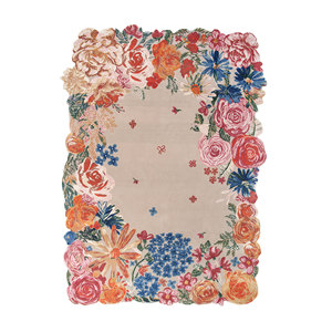 Tapis Hacienda en laine et soie de bambou noué à la main, motif floral, AKWB-3544, rectangulaire, pour couloir, salon, puzzle pour la maison - Product Image 1
