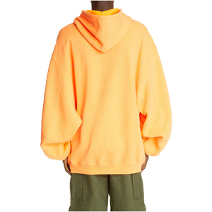 <b>Men's</b> Oversized Zip-Up Hooded Fleece <b>Sweatshirt</b> Solid <b>Orange</b> Regular Fit Autumn Streetwear Long Sleeve 100% Cotton Hoodie - Product Image 4