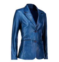 Blazer de costume professionnel sur mesure pour femme, coupe ajustée, OEM |   Bouton de manteau de luxe en cuir véritable tissé, écologique, avec logo personnalisé