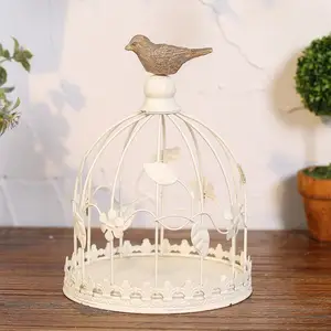 Wrought Iron White Retro Birdcage for garden Decoration and Bedroom Sitting Room Wedding