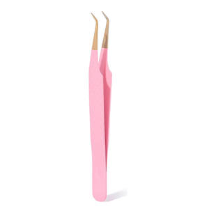 Pinzas para Extensión de Pestañas Rosadas Más Vendidas, Herramienta de Belleza de Acero Inoxidable de Alta Precisión para Aplicación de Pestañas de Volumen, Suministros para Salón - Product Image 1