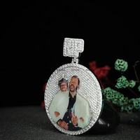 Pendentif photo Hip Hop plaqué or rose avec moissanite, breloque cadre photo souvenir en argent 925, personnalisable VVS, pour mariage, fête, hommes et femmes