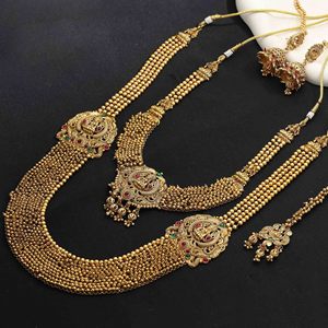 Collares combinados chapados en mate antiguo, joyería de diseños de templo, joyería antigua tradicional, joyería india, conjunto de joyería de moda. - Product Image 1