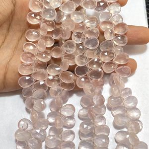 Cuentas de briolette facetadas en forma de pera de Cuarzo Rosa, forma de almendra calibrada, tienda al por mayor de piedras preciosas naturales - Product Image 5