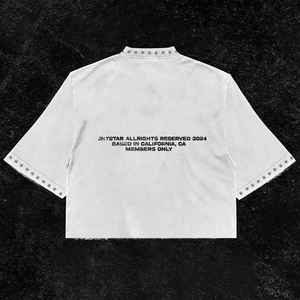 Oversized <b>White</b> Crop T-Shirt With Photo Print Design Street Style Short Sleeve Men's Jersey Cotton O-Neck Graphic Tee - Product Image 2