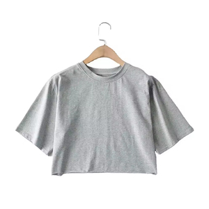 Top corto de entrenamiento de lana de poliéster y algodón para mujer, camisetas de Yoga sin costuras para correr, ropa de entrenamiento con pantalones cortos - Product Image 3