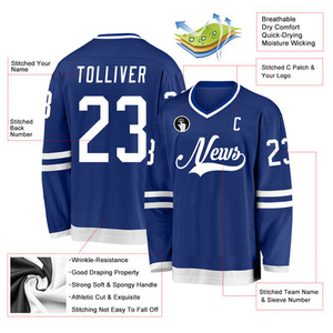 Jersey de Hockey sobre Hielo Personalizado para Hombre, Sublimado y Bordado, Manga Larga, 100% Poliéster, Venta al Por Mayor, OEM, 2025 - Product Image 6