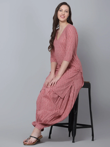 AAINA Coton Bloc Imprimé Salwar Kurta Ensemble Fait à la Main Floral Écologique Tenue Décontractée Quotidienne pour Toutes les Saisons Taille Naturelle - Product Image 6