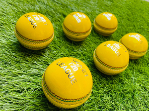 SUMROOS Leather Cricket <b>Ball</b> Indoor Yellow Color Hard And Seasoned Hand Stitched & Leather Cricket <b>Ball</b> Indoor Yellow Color - Product Image 6