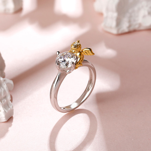Bague en argent sterling Jeulia Hug Me Angel's Love à coupe ronde avec diamant - Product Image 5