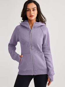 Haute qualité femmes fermeture éclair rayé à capuche à manches longues pull décontracté sweat léger éponge hiver couleur bloc imprimé cordon - Product Image 2