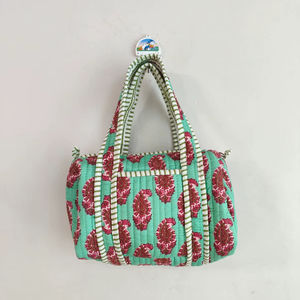 กระเป๋าถือสะพายไหล่ลายดอกไม้ขนาดเล็ก ผ้าฝ้ายเย็บลายแบบอินเดีย ทำมือสำหรับผู้หญิง มีซิปปิด เหมาะสำหรับไปทะเล งานแต่งงาน ตลาด หรือช้อปปิ้ง - Product Image 1