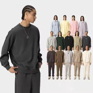 เสื้อสเวตเตอร์คอกลมของผู้ชายเสื้อสเวตเตอร์แบบสวมหัวผ้าคอตตอน100% ปักลาย3D โอเวอร์ไซส์สไตล์ฤดูใบไม้ร่วง - Product Image 5