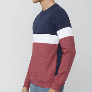 Sweat-shirt pour homme en molleton respirant de haute qualité, à blocs de couleur basiques, coupe ample, séchage rapide, col rond, en coton mélangé personnalisé - Product Image 4