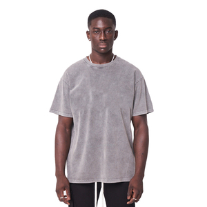Acid Wash T-<b>Shirt</b> Men's Oversized Gray <b>100</b>% Cotton T-<b>Shirt</b> O-Neck Short Sleeve Solid Color T-<b>Shirt</b> For Men's - Product Image 3