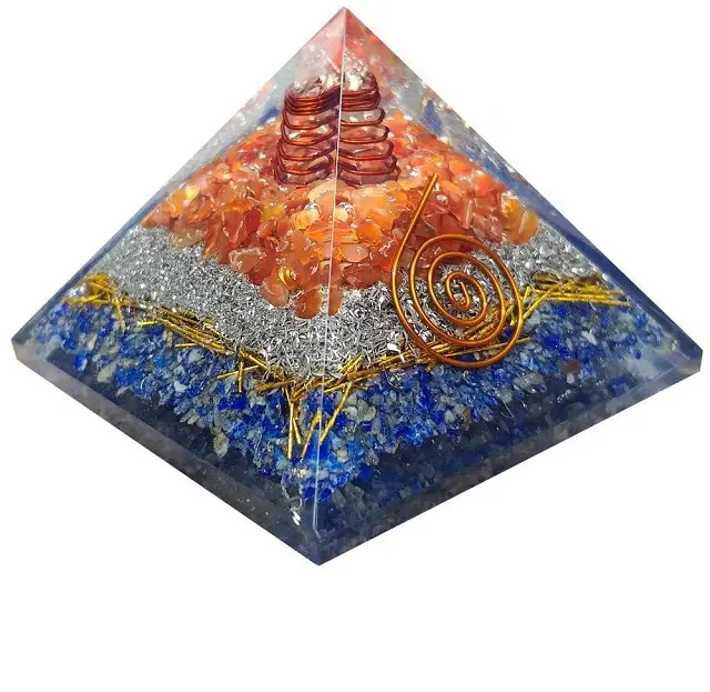Wholesale Natural Stone Latest Chips Lapis lazuli And Red Carnilian Orgone Orgonite Energy Meditation Healing Pyramid For Sale