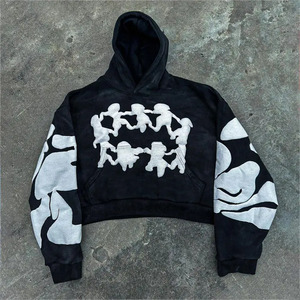 Sweat à capuche surdimensionné pour homme de bonne qualité, 380 GSM, poids lourd, 100% coton, broderie 3D, numérique, écologique, court - Product Image 3