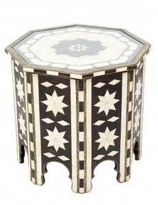 Mesa auxiliar de forma cilíndrica hecha a mano al por mayor india con incrustaciones de resina en blanco y negro utilizada para la decoración interior de la sala de estar - Product Image 4