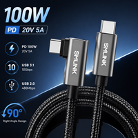 Câble USB C à 90 degrés 20V 5A 100W PD Charge rapide USB 3.1 Transfert 10 Go Connecteur USB 2.0 Tressé Haute Qualité Logo Personnalisé OEM