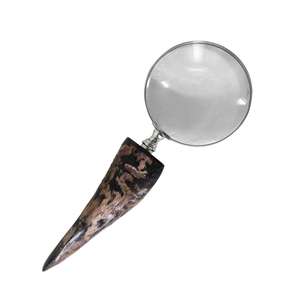 Loupe en corne de buffle avec bordure argentée, artisanat, articles nautiques, idées cadeaux, loupe de lecture décorative, décoration intérieure - Product Image 1