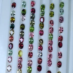 Venta al por mayor 6x4mm turmalina Natural corte ovalado piedra preciosa suelta Multicolor piedra semipreciosa pulido Color juego para la fabricación de joyas - Product Image 2