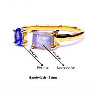 Anillo Ajustable de Plata de Ley 925 Brillante, Chapado en Oro, con Piedras Preciosas de Labradorita, Moderno y Elegante para Mujer, Anillo de Boda - Product Image 2