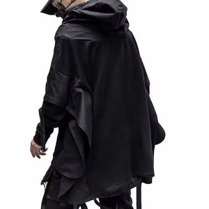 Sudadera con capucha para hombre, ropa de calle Hip Hop de doble capa de gran tamaño con estampado de logotipo personalizado, Sudadera negra de invierno, sudaderas con capucha para hombre - Product Image 5