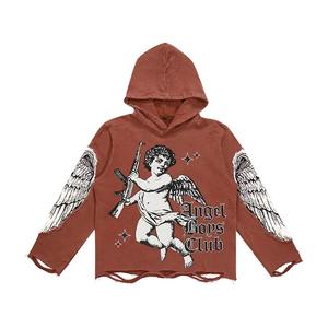 Sweats à capuche surdimensionnés vintage pour hommes avec logo personnalisé d'usine OEM Sweats à capuche délavés à l'acide pour hommes - Product Image 1