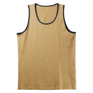 Camiseta sin Mangas de Punto para Hombre, Color Sólido, Cuello Redondo, Estilo Casual, Beige con Ribete Oscuro, Harry Johnson Production 2026 - Product Image 6