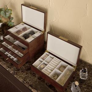 Joyero de madera de cuero negro con organizador de almacenamiento de diseño dorado protege anillos collares pulseras y accesorios con estilo - Product Image 6