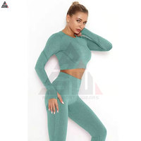 Pakaian Yoga Wanita Ukuran Besar Terbaru 2 Set, Bahan Bernapas Cepat Kering Spandex/Polyester, Panjang, Pinggang Tinggi, Cocok untuk Gym dan Fitness